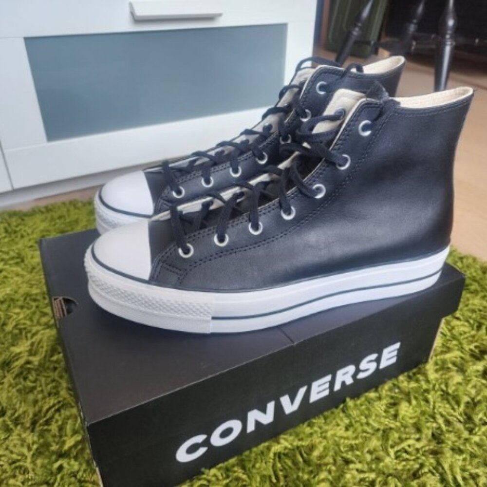 Converse NIB Black Leather Chuck Taylor All Star Lift  MEN 12,9,10,10.5,11.5